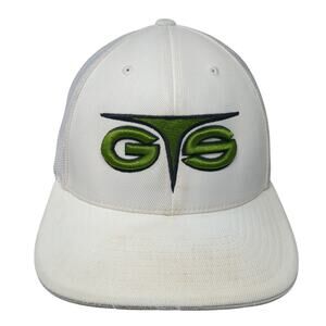 Pacific Headwear Fitted Trucker Hat White 8 Embroidered Logo Flexfit